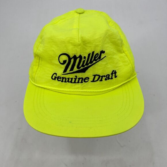 Vintage Miller Genuine Draft Hat Mens Snapback Neon Nylon 90s Trucker Cap MGD - Picture 3 of 13